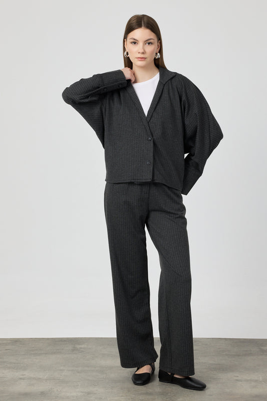 Geniş Kollu Blazer Takım Antrasit