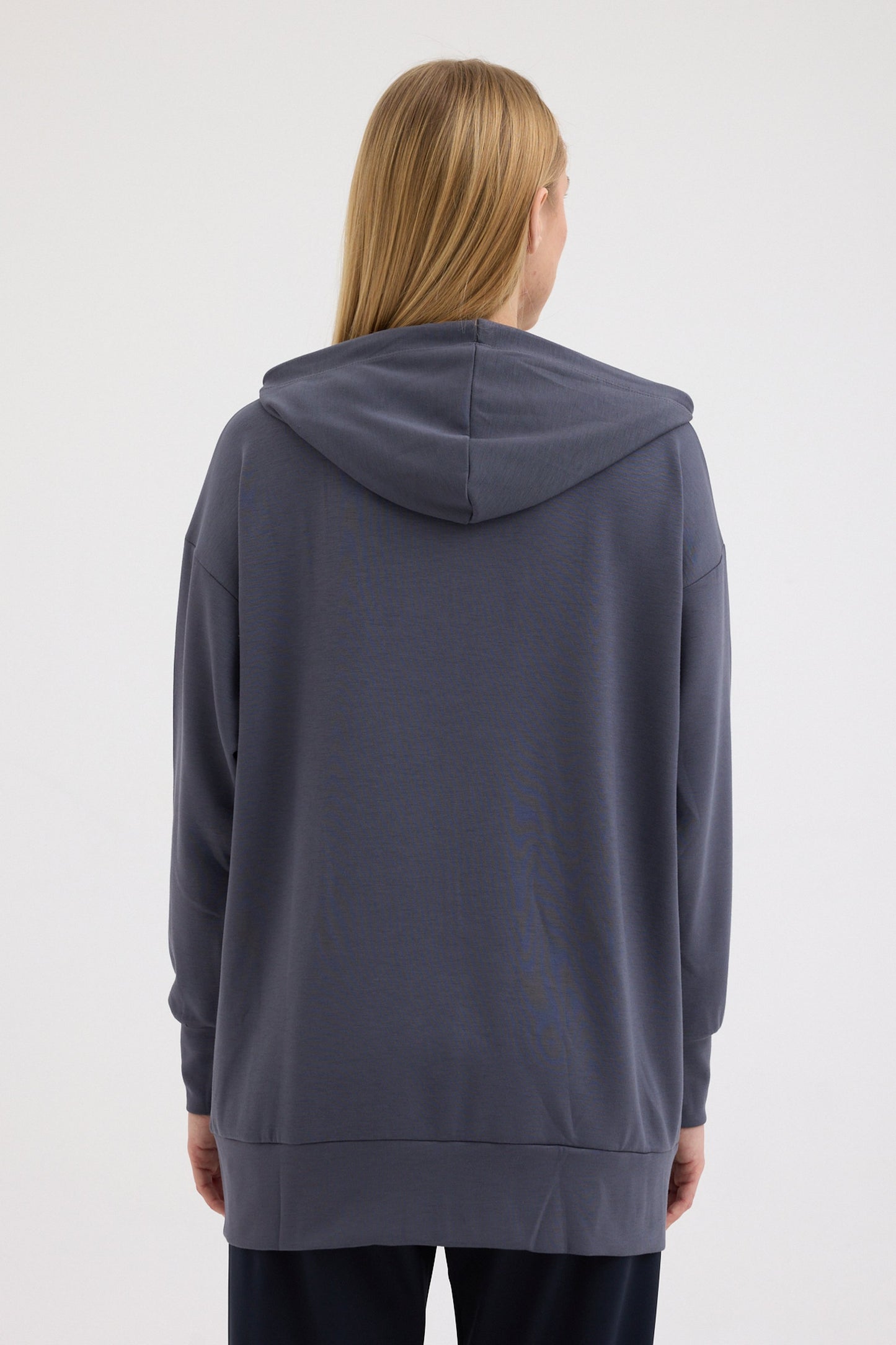 Füme Oversize Kapüşonlu Hırka