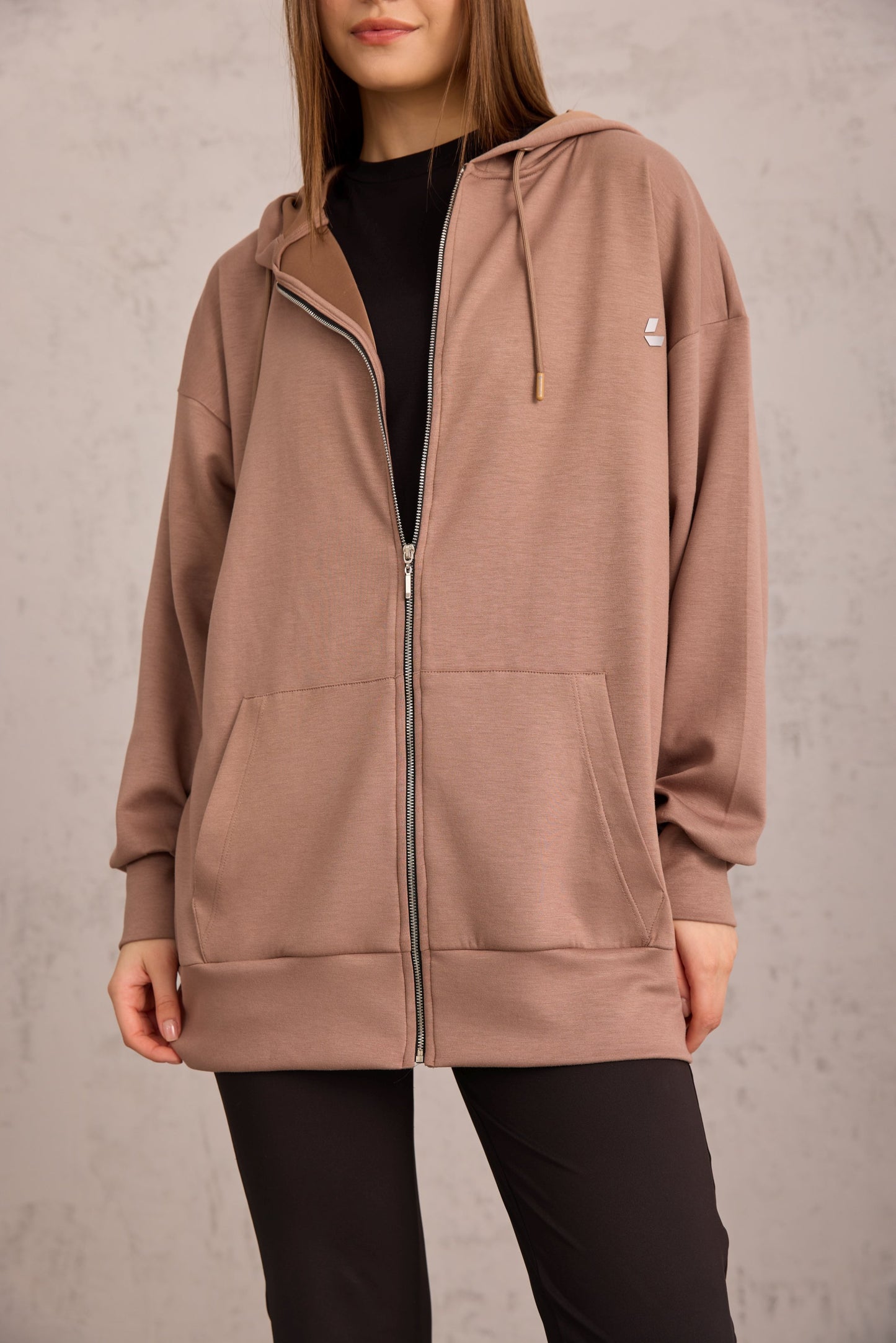 Vizon Oversize Kapüşonlu Hırka