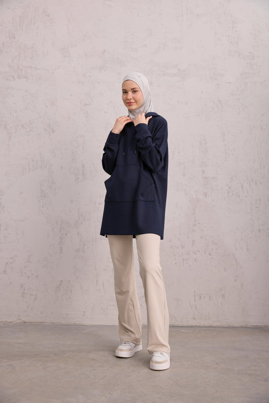 Kapüşonlu Sweat Lacivert