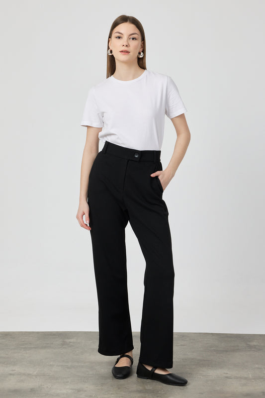 Dökümlü Pantolon Siyah