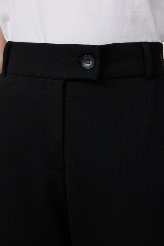 Dökümlü Pileli Pantolon Siyah