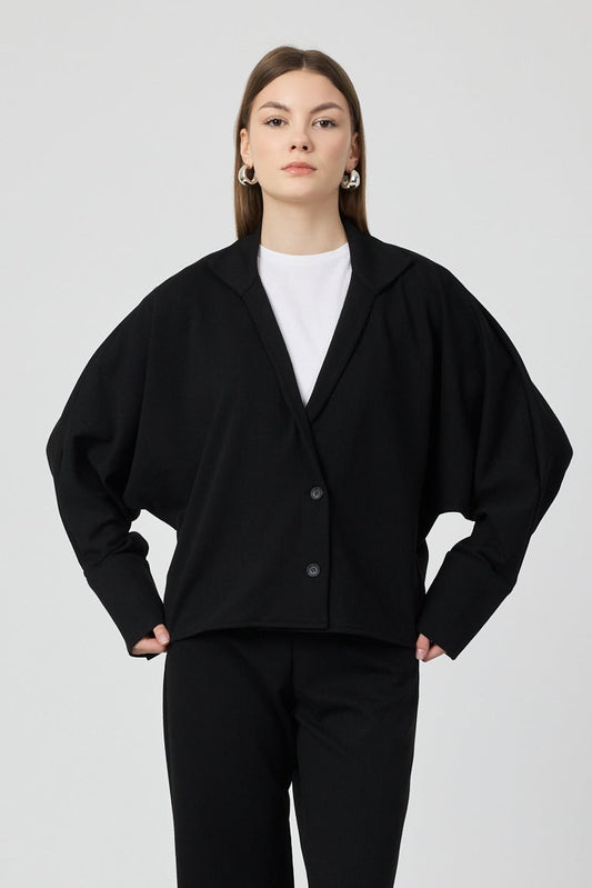 Geniş Kollu Blazer Ceket Siyah