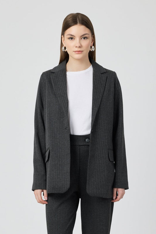 Astarlı Blazer Ceket Antrasit