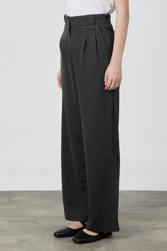 Dökümlü Pileli Pantolon Antrasit