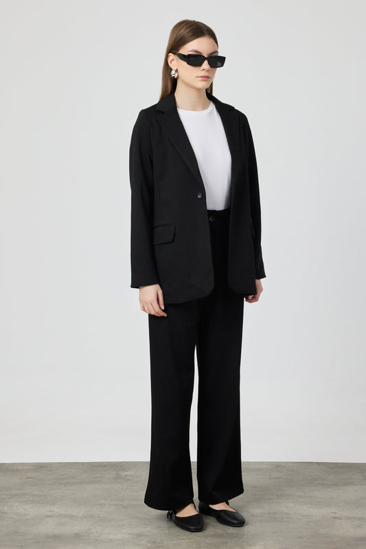 Astarlı Blazer Takım Siyah