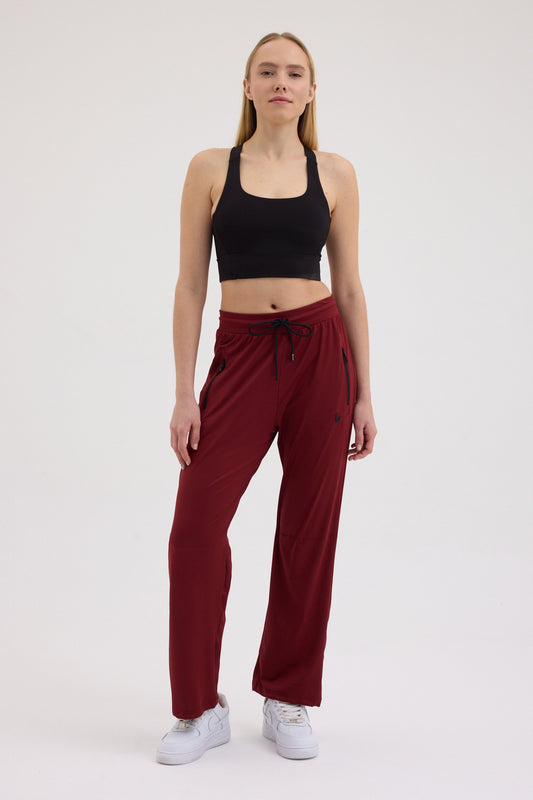 Tayt Eklentili Eşofman Bordo