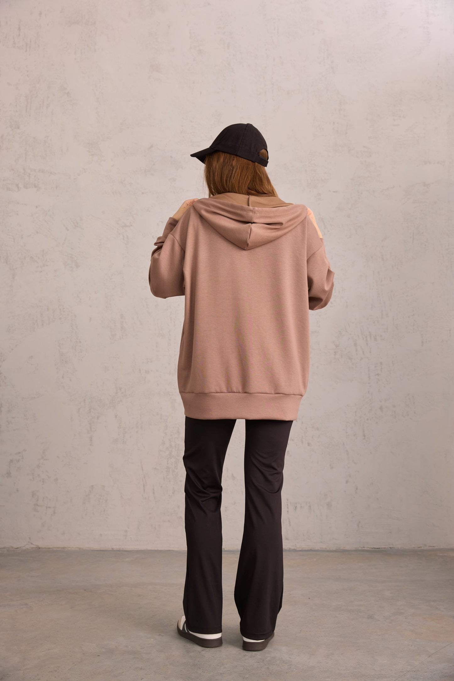 Vizon Oversize Kapüşonlu Hırka