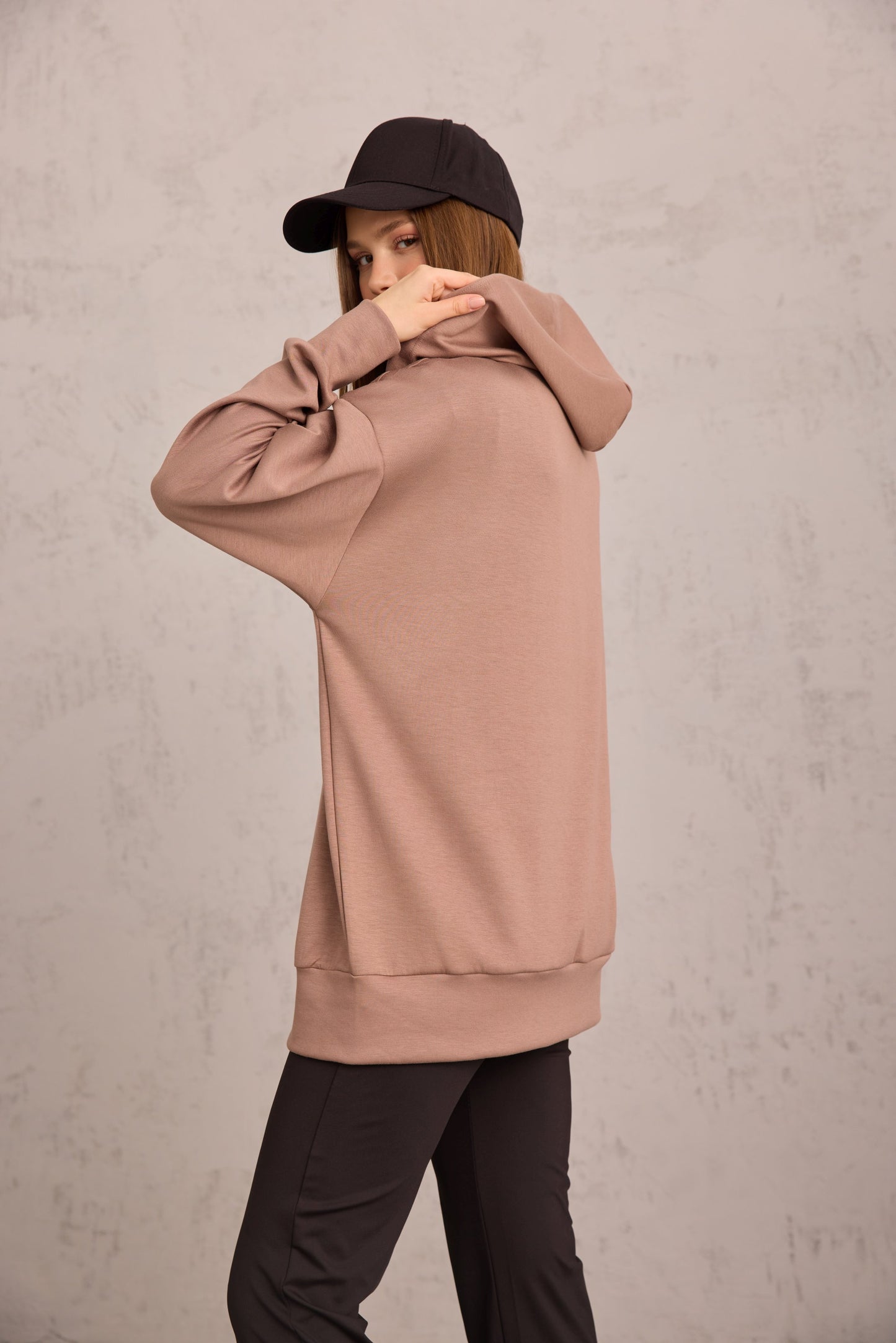 Vizon Oversize Kapüşonlu Hırka