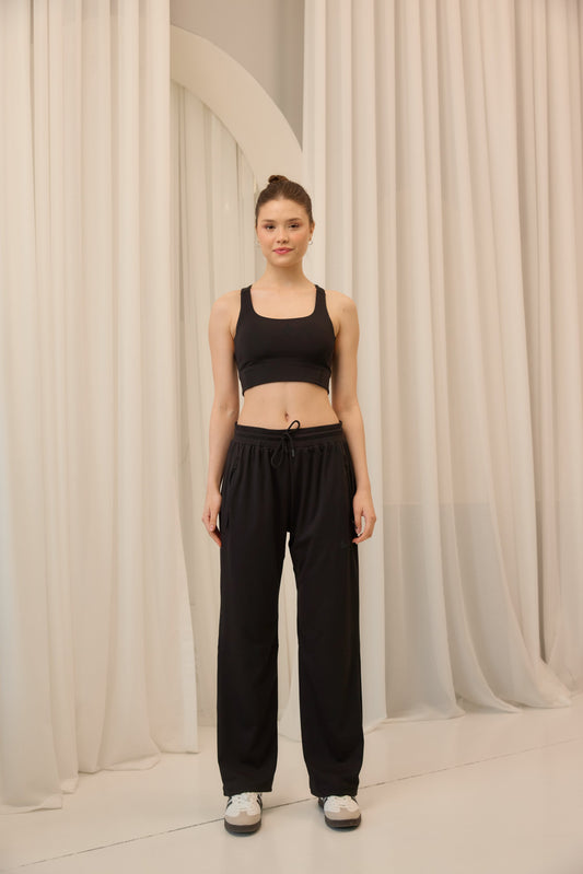 Tayt Eklentili Eşofman Siyah