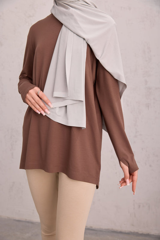 Parmak Detaylı Tunik Kahve