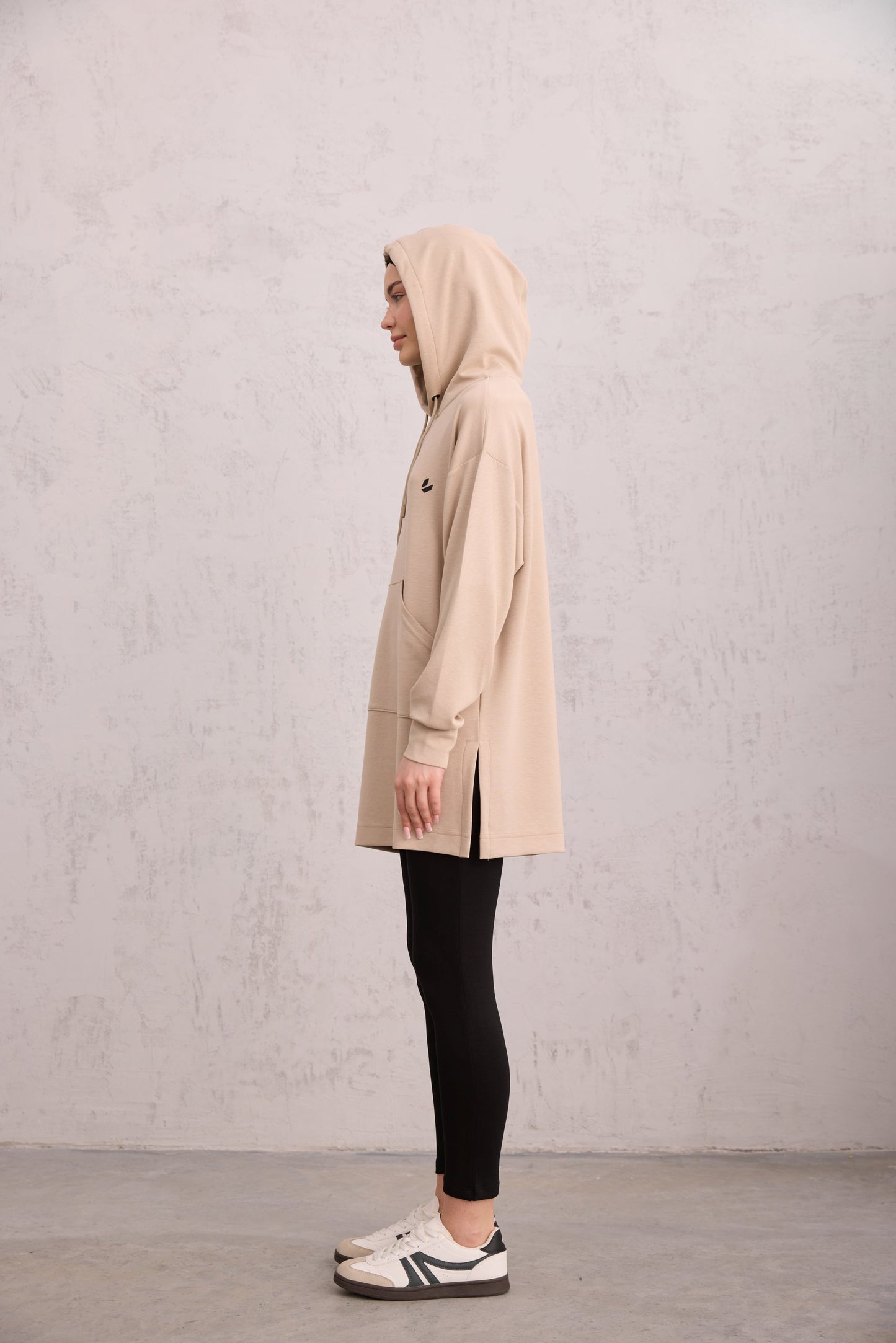 Kapüşonlu Sweat Bej