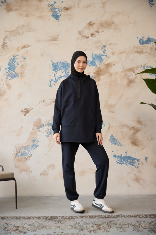 Astronot Kapüşonlu Sweat Lacivert