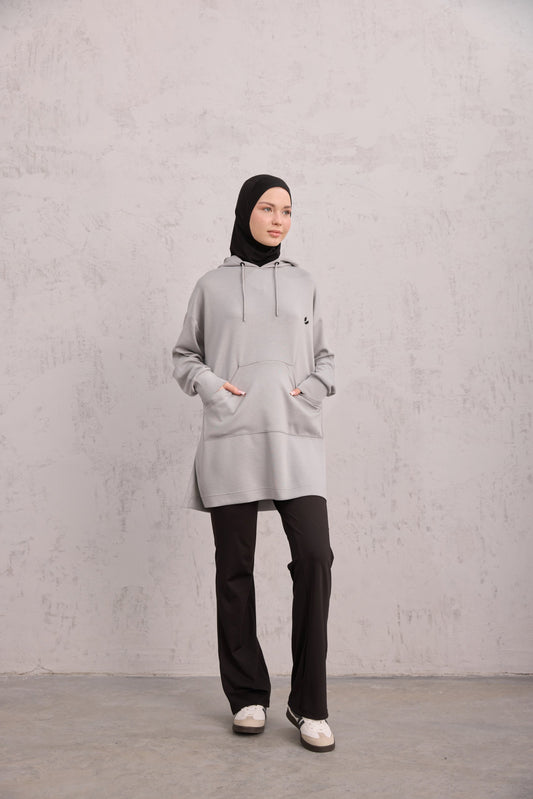 Kapüşonlu Sweat Gri