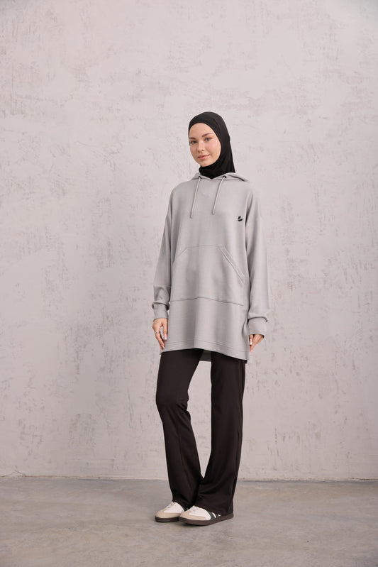 Kapüşonlu Sweat Gri