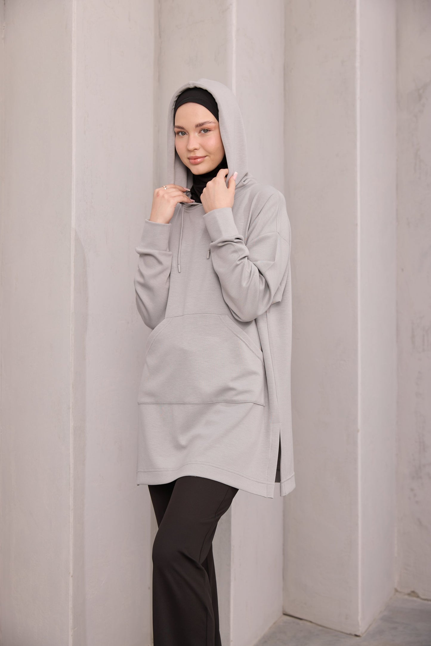 Kapüşonlu Sweat Gri