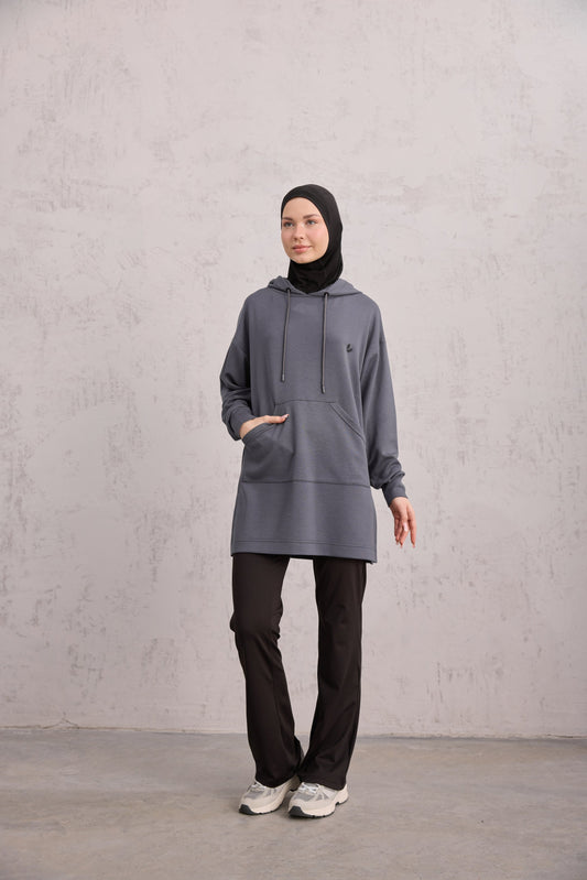 Kapüşonlu Sweat Füme