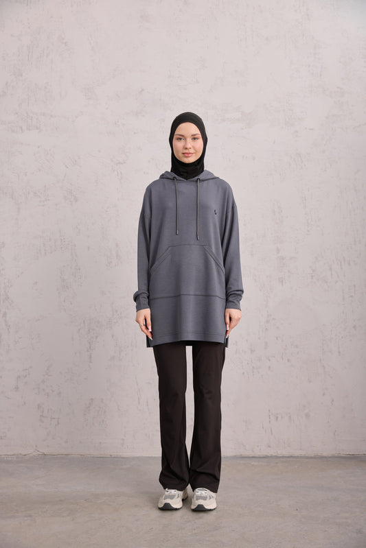 Kapüşonlu Sweat Füme