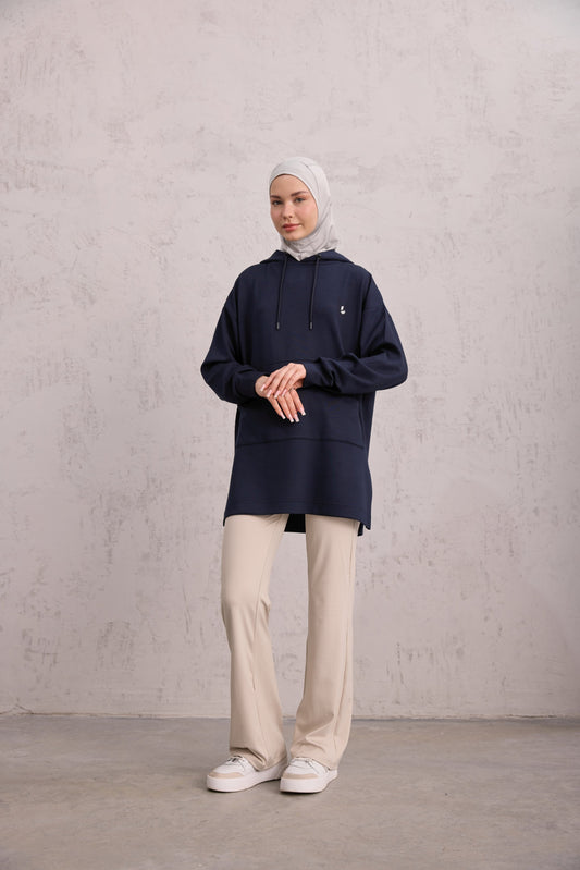 Kapüşonlu Sweat Lacivert