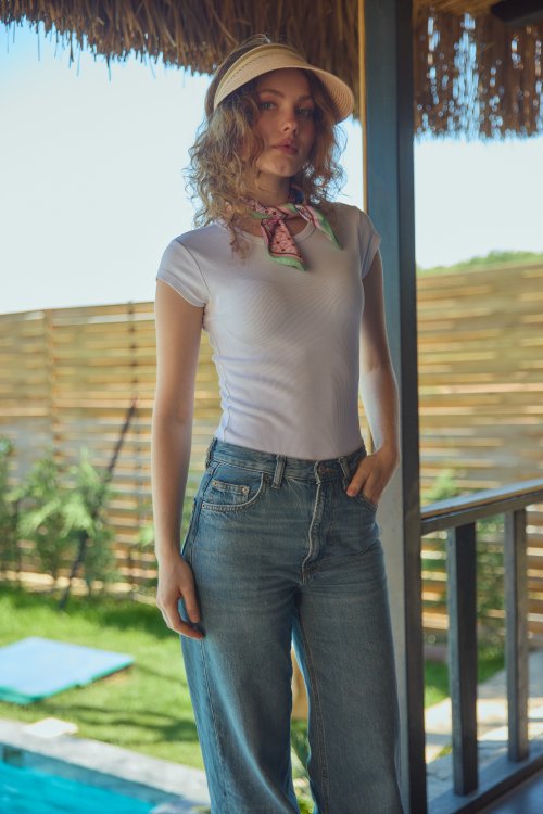Hasır Tenis Şapka Pudra