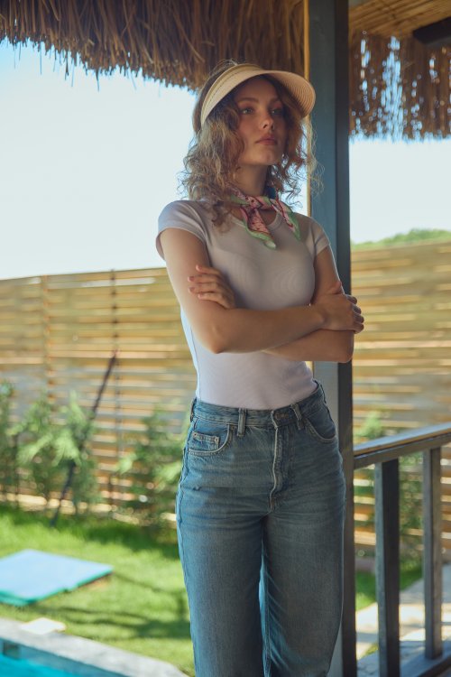 Hasır Tenis Şapka Pudra